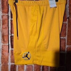 NIKE Air Jordan MVP Shorts Yellow Mesh Sundial Basketball Men's Size Large